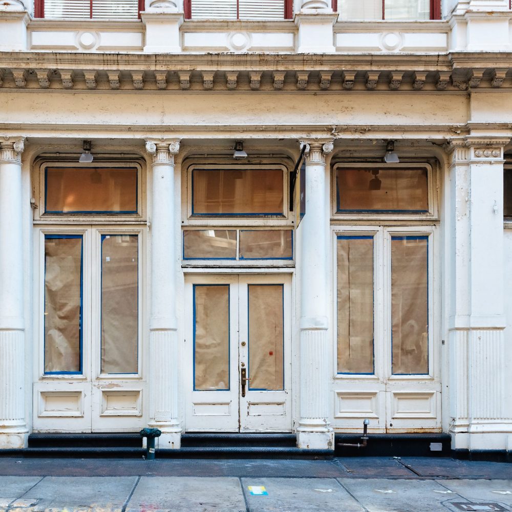 Luxury old storefront in remodeling in New York City
